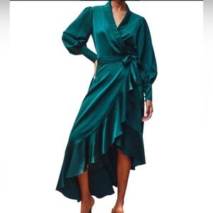 Elegant Teal Wrap Dress
